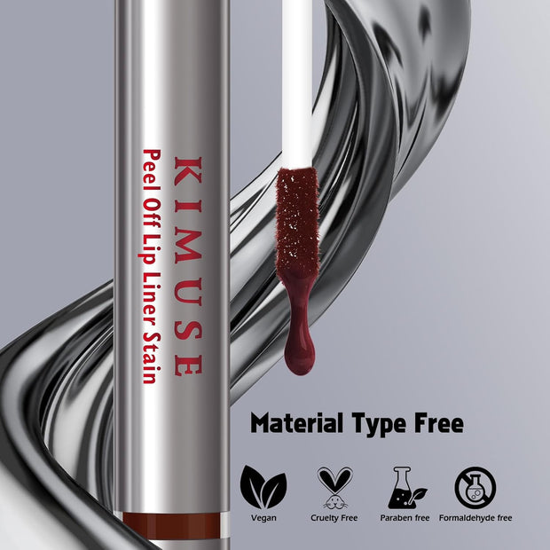 KIMUSE Peel Off Lip Liner Stain, Long Lasting Lip Tint Stain Peel Off, Waterproof, Transfer Proof,