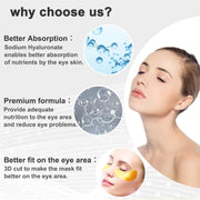 24K Gold Gel Collagen Eye Pads, Crystal Collagen Under Eye Mask for Moisturizing