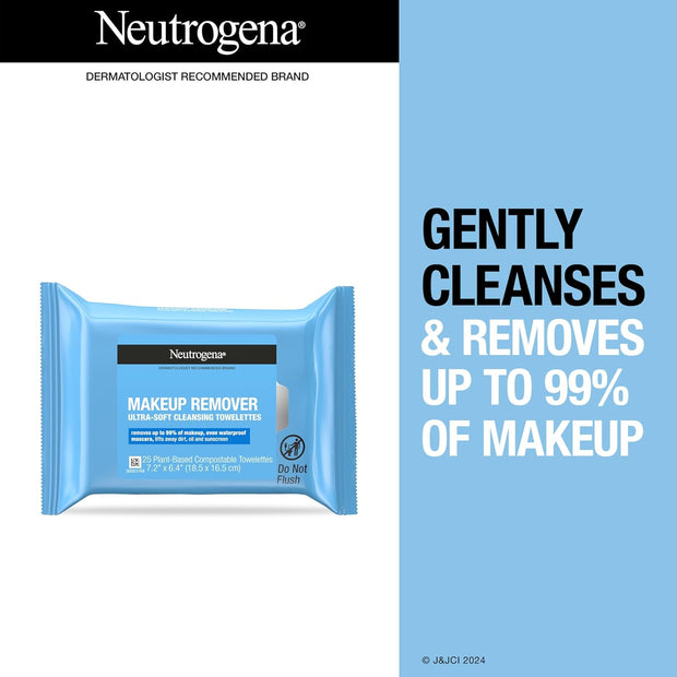 Makeup Remover Wipes, Daily Facial Cleanser Towelettes, Gently Cleanse and Remove Oil