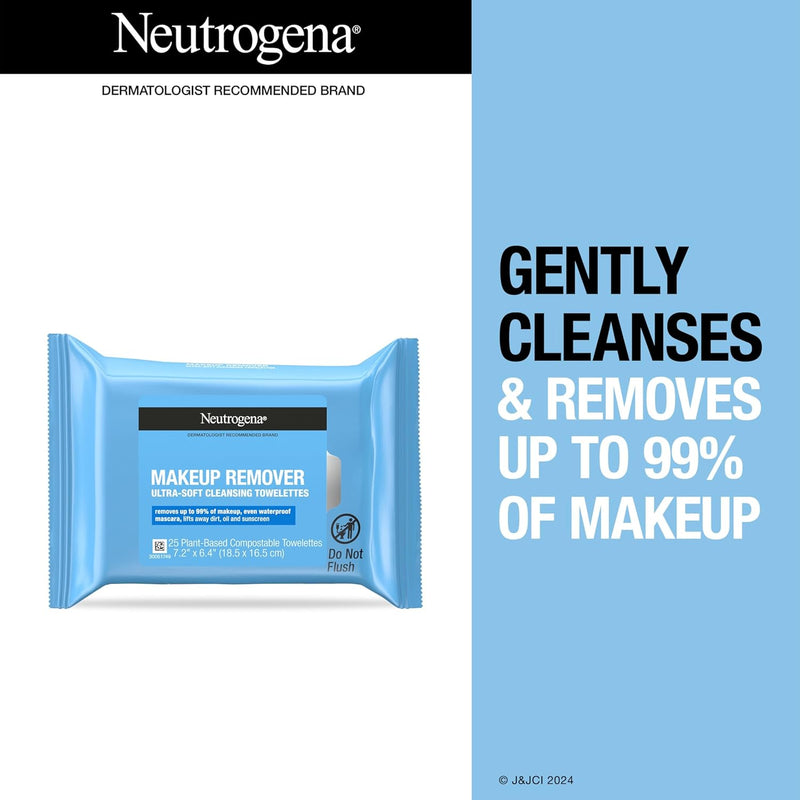 Makeup Remover Wipes, Daily Facial Cleanser Towelettes, Gently Cleanse and Remove Oil