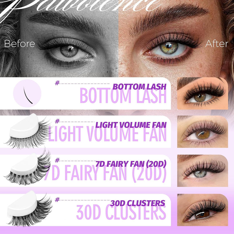 Lash Extension Kit Lash Clusters Multi-types Individual Lashes Natural Bottom