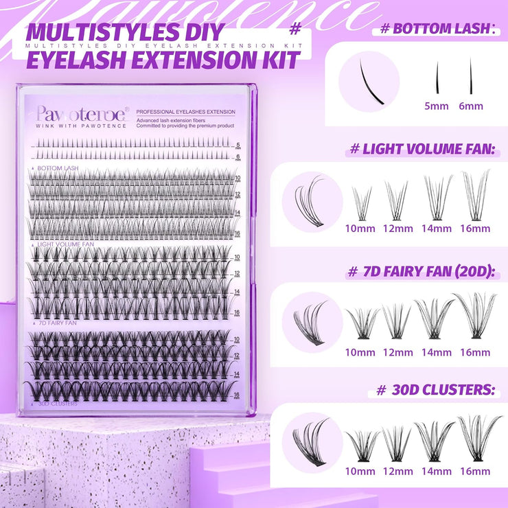 Lash Extension Kit Lash Clusters Multi-types Individual Lashes Natural Bottom