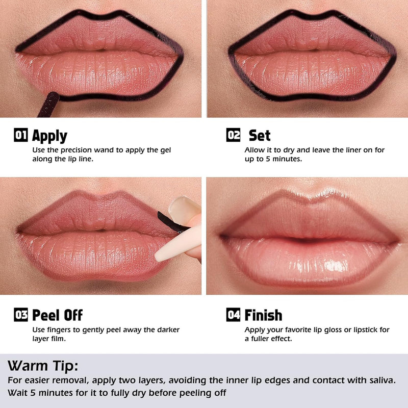 KIMUSE Peel Off Lip Liner Stain, Long Lasting Lip Tint Stain Peel Off, Waterproof, Transfer Proof,