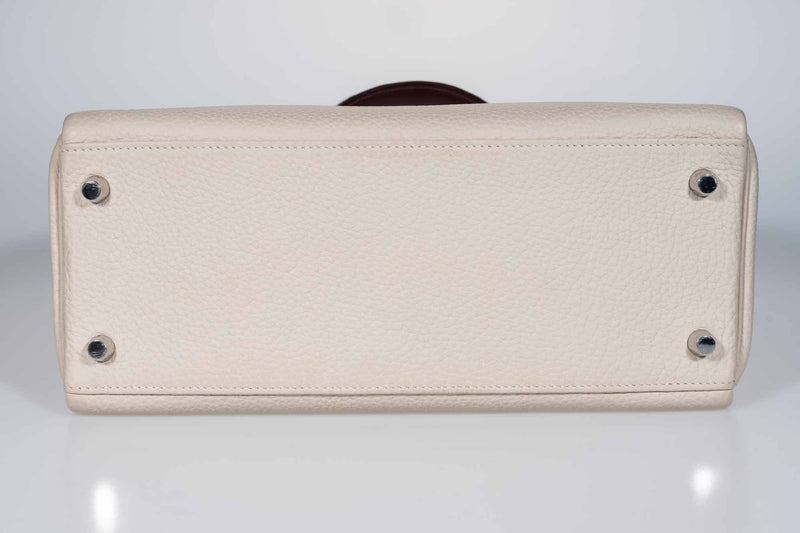 Hermès Kelly 28 Retourne au Galop Craie, Rouge H, Fauve and Black Togo Palladium Hardware