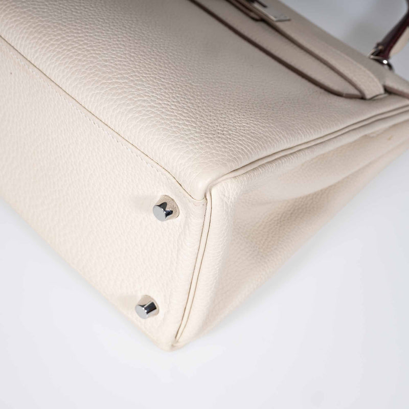 Hermès Kelly 28 Retourne au Galop Craie, Rouge H, Fauve and Black Togo Palladium Hardware