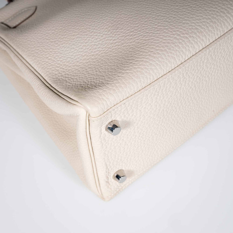 Hermès Kelly 28 Retourne au Galop Craie, Rouge H, Fauve and Black Togo Palladium Hardware