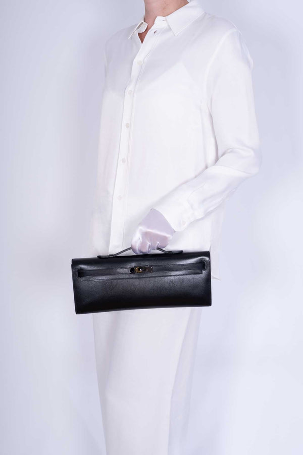 Hermès Kelly Cut So Black Box leather with Black PVD Hardware