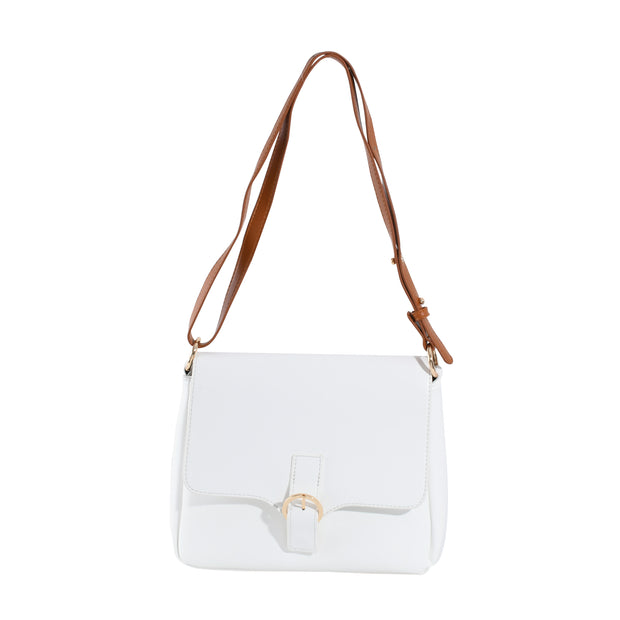 Plain Cross Body Bag-White 2048