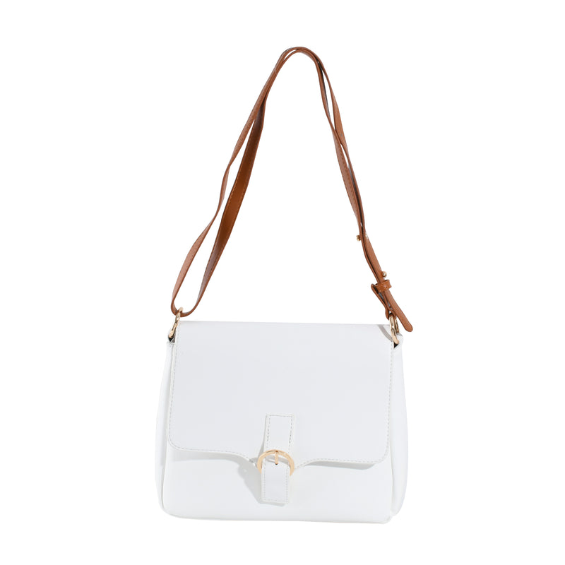 Plain Cross Body Bag-White 2048